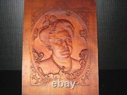 Wooden Hand Carved Picture, Folk Art Signed