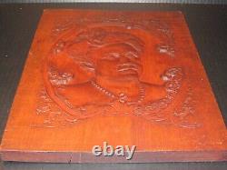 Wooden Hand Carved Picture, Folk Art Signed