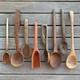 Wooden Spoon & Scoop Lot Of 8 Antique & Vintage Primitive Folk Art Carved Treen
