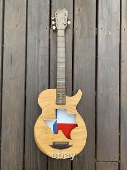 Wooden Wood Guitar Instrument Handmade Folk Art Hand carved Texas Lone Star