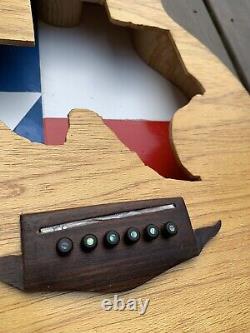 Wooden Wood Guitar Instrument Handmade Folk Art Hand carved Texas Lone Star
