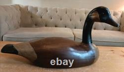 XL Wood Hand Carved Canada Goose Decoy, Rustic Folk Art Americana 26x14x9