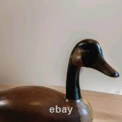XL Wood Hand Carved Canada Goose Decoy, Rustic Folk Art Americana 26x14x9