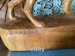 Zenon Alary Ste Adele Dog Folk Art Carving 1894-1974 Rare -READ DESCRIPTION