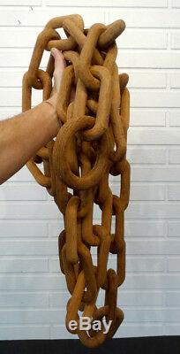 13 Pieds Antique 1800 Sculpté Bois Prison Clochard Folk Art Chain ​​carving Sculpture