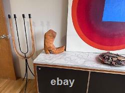 14 Sculpture de Table en Bois Sculpté Art Populaire Cow-boy Bottes Western Vtg Texas