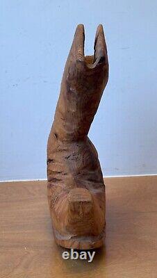 14 Sculpture de Table en Bois Sculpté Art Populaire Cow-boy Bottes Western Vtg Texas