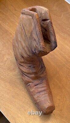 14 Sculpture de Table en Bois Sculpté Art Populaire Cow-boy Bottes Western Vtg Texas