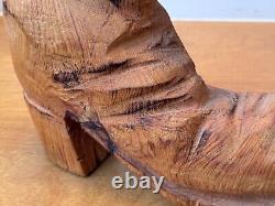 14 Sculpture de Table en Bois Sculpté Art Populaire Cow-boy Bottes Western Vtg Texas