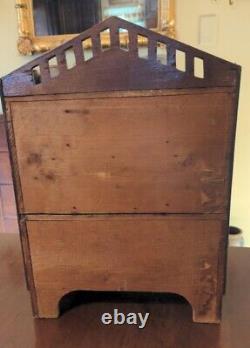 1889 Tramp Folk Art Dresser Box Chip Antique Bois Sculpté & Litho