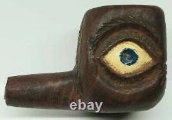 1910-20s Folk Art Carved Eye Pipe
