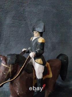 1980 LARRY KOOSED Art Populaire Sculpté à la Main Figure Napoleon Sur Roues Peinte Melo4567