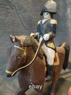 1980 LARRY KOOSED Art Populaire Sculpté à la Main Figure Napoleon Sur Roues Peinte Melo4567