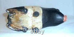 1990 Cochon en Bois Sculpté À La Main Peint Polychrome Art Populaire Walter & June Gottshall
