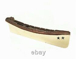 19e Siècle American Hand Carved Sailor Made Longboat Miniature Maritime Folk Art