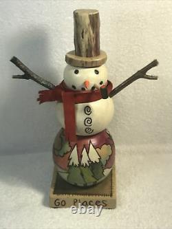 2003 Sticks Meubles Sarah Grant Let It Snow Carved Snowman Folk Art