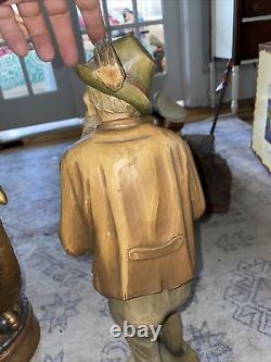 20 Sculpture en bois vintage Figurine sculptée à la main Art populaire Homme avec pipe et chapeau Rare