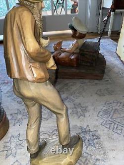20 Sculpture en bois vintage Figurine sculptée à la main Art populaire Homme avec pipe et chapeau Rare