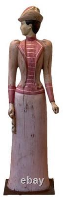23 Sarreid Italie Femme Victorienne Poupée en Bois Sculpture Statue Art Populaire Vintage Mcm