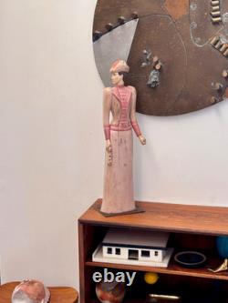 23 Sarreid Italie Femme Victorienne Poupée en Bois Sculpture Statue Art Populaire Vintage Mcm