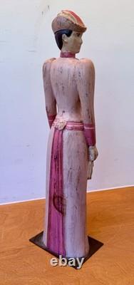 23 Sarreid Italie Femme Victorienne Poupée en Bois Sculpture Statue Art Populaire Vintage Mcm