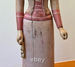 23 Sarreid Italie Femme Victorienne Poupée en Bois Sculpture Statue Art Populaire Vintage Mcm