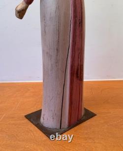 23 Sarreid Italie Femme Victorienne Poupée en Bois Sculpture Statue Art Populaire Vintage Mcm