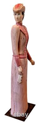 23 Sarreid Italie Femme Victorienne Poupée en Bois Sculpture Statue Art Populaire Vintage Mcm