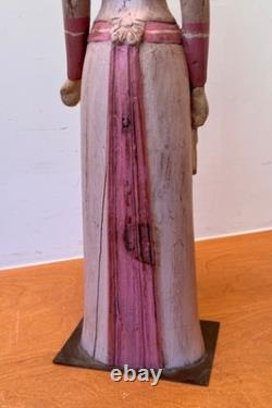 23 Sarreid Italie Femme Victorienne Poupée en Bois Sculpture Statue Art Populaire Vintage Mcm