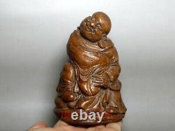 5.1 Ancienne statue bouddhiste en bambou sculpté d'art populaire chinois Luo Hanfo Buddha Bouddhisme