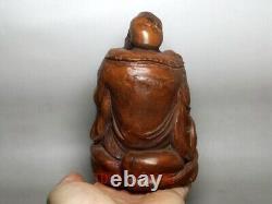 5.7 Ancienne statue bouddhiste en bambou sculpté de l'art folklorique chinois Luo Hanfo