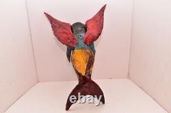 ATQ MEXICAIN Guerrero ART POPULAIRE en bois Sculpté Figure de sirène ange chérubin Masque VTG