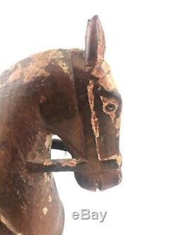 Aafa Antique Statue Équestre Sculpté Cheval En Bois Figure Bois Folk Art