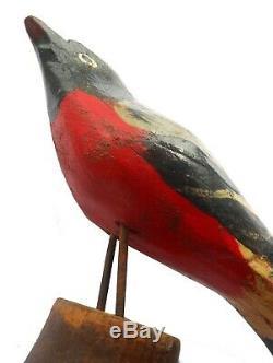 Aafa Au Début Des Années 1900 Art Antique Folk Sculpté À La Main En Bois D'oiseau