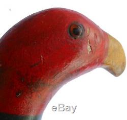 Aafa Début Des Années 1900 Folk Art Antique Primitif Parrot Oiseaux Peinture Pour Bois Sculpté