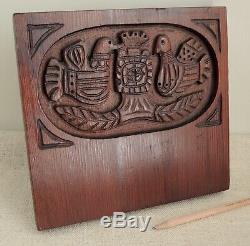 Ackerman Evelyn Swedish Folk Art Oiseaux En Bois Sculpté Panneau Plaque MCM Moderniste