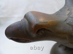 Aigle américain en bois sculpté à la main, vintage ou ancien, avec une envergure de 21 pouces