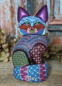 Alebrije Fox Etroitement Peint À La Main À La Main Et Sculpté Art Populaire Mexicain Oaxaca