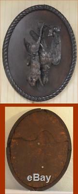 Allemand Black Forest Carved Antique Des Animaux De Plaque De Jeu 17 X 14 Art Populaire