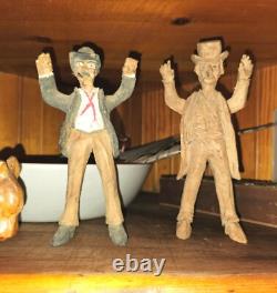 Americana précoce, figures du Vieil Ouest sculptées en art populaire des années 1930