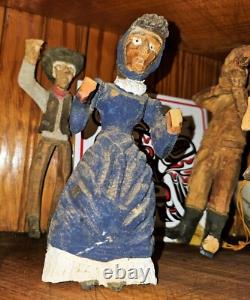 Americana précoce, figures du Vieil Ouest sculptées en art populaire des années 1930