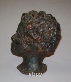 Ancien Antique Vtg 19e siècle 1800s Art Populaire Figurine en Cire d'Abeille Sculptée à la Main de Buste d'Homme
