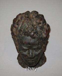 Ancien Antique Vtg 19e siècle 1800s Art Populaire Figurine en Cire d'Abeille Sculptée à la Main de Buste d'Homme