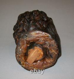 Ancien Antique Vtg 19e siècle 1800s Art Populaire Figurine en Cire d'Abeille Sculptée à la Main de Buste d'Homme