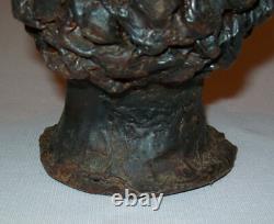 Ancien Antique Vtg 19e siècle 1800s Art Populaire Figurine en Cire d'Abeille Sculptée à la Main de Buste d'Homme