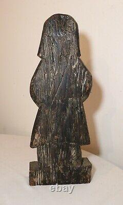 Ancien Religieux Folk Art Marie Jésus Sculpté À La Main Sculpture En Bois Statue Santos