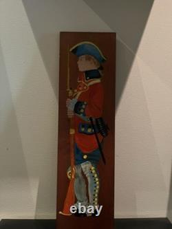 Ancien/ Vintage. Art Populaire Soldat de la Révolution Américaine, Sculpté en Bois Peint à la Main Arme/Épée