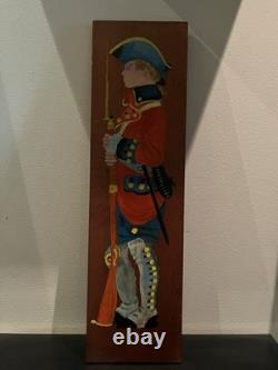 Ancien/ Vintage. Art Populaire Soldat de la Révolution Américaine, Sculpté en Bois Peint à la Main Arme/Épée