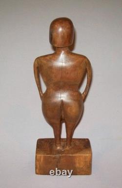 Ancienne antiquité vintage vers 1900, superbe figure féminine d’art populaire sculptée à la main, belle patine de surface