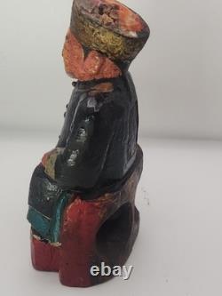 Ancienne figure chinoise en bois sculpté assise, style Qing, art populaire, ancêtre 7